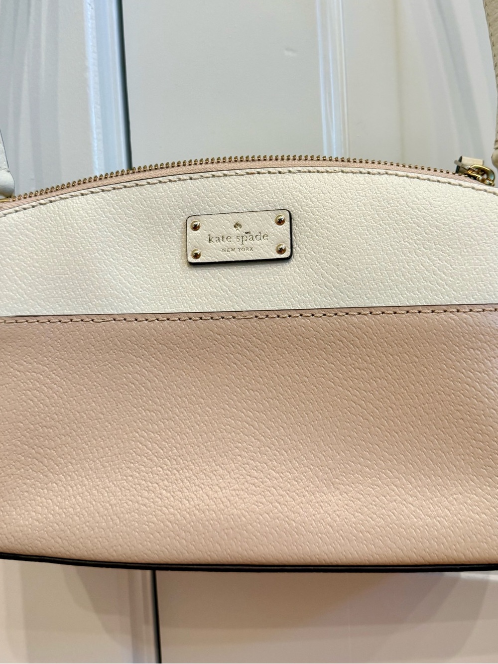 kate spade Two-Tone Cream and Blush Leather Crossbody Bag